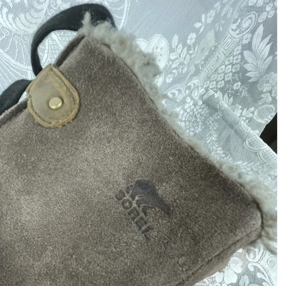 Sorel Major Tall Moto Leather Suede Boots Women Winter 10 Faux Fur Lined Lace Up - Picture 4 of 6